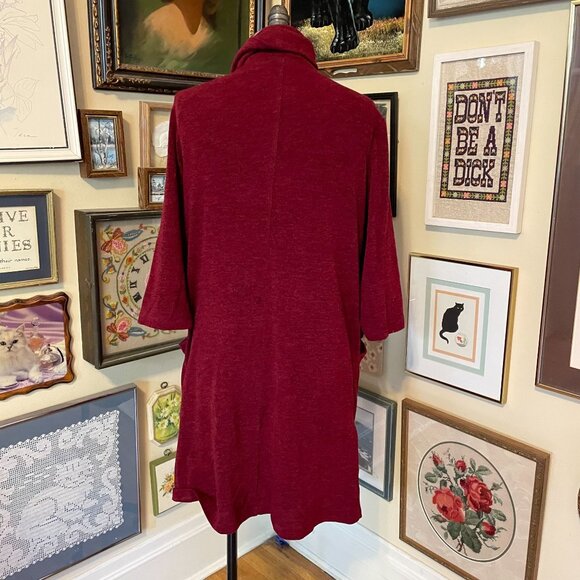 Coldwater Creek Womens Red Cowl Neck Cozy Sweater Dress With Pockets Size L - Picture 4 of 5